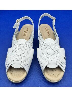 Softspots Womens Tela White Slingback Sandals Shoes 8 SS Super Slim
